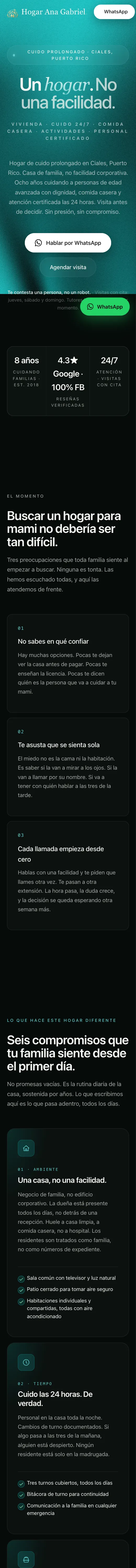 hogaranagabriel.com en un celular, bajando por la página